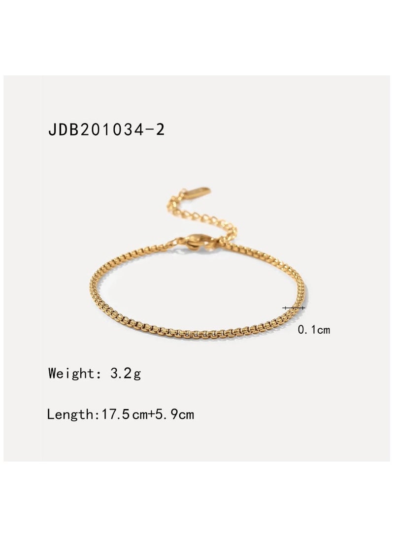 Luxuria 316L Stainless Steel 18K Gold Plated Bracelets for Women Men Smooth Gold Chain Bracelet Jewelry - Image 5