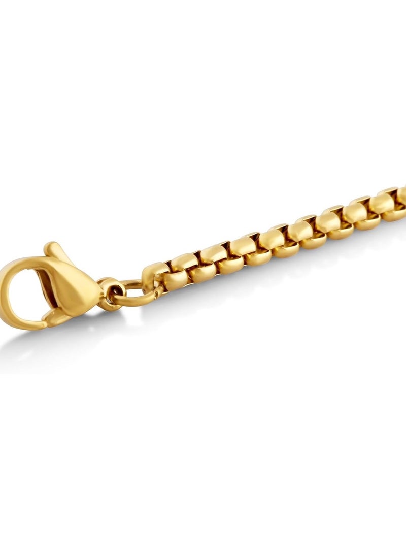 Luxuria 316L Stainless Steel 18K Gold Plated Bracelets for Women Men Smooth Gold Chain Bracelet Jewelry - Image 2