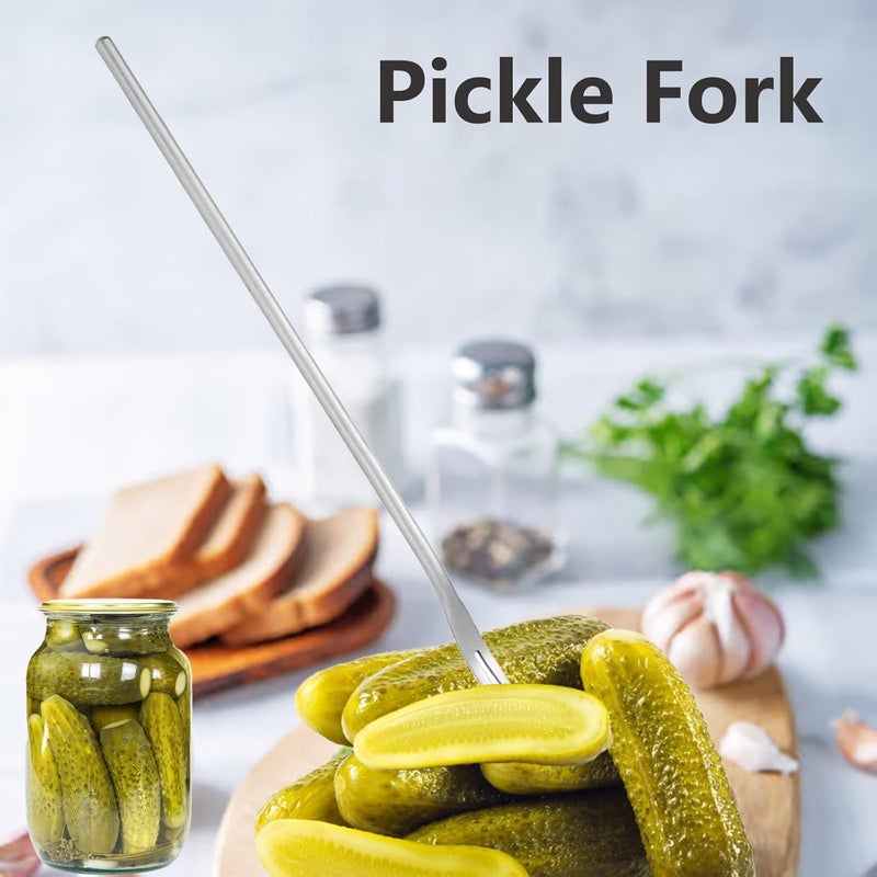 Daubuu 3 PCS Pickle Fork, Pickle Forks for the Jar, Stainless Steel Long Handle Olive Fork Tool, Food Picker for Pickle - Image 3