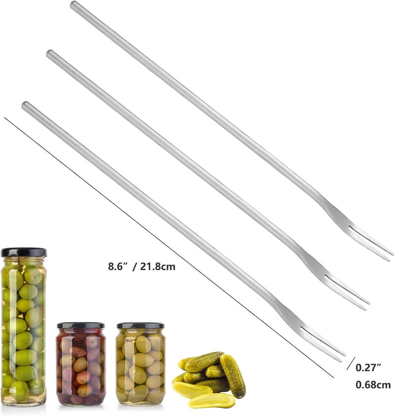 Daubuu 3 PCS Pickle Fork, Pickle Forks for the Jar, Stainless Steel Long Handle Olive Fork Tool, Food Picker for Pickle - Image 2