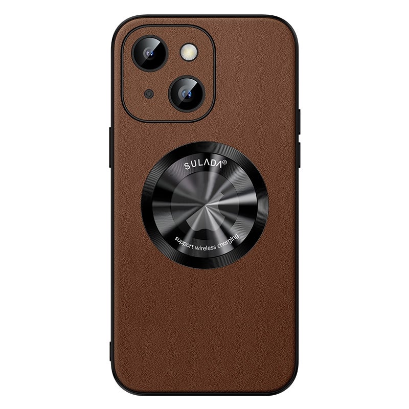 HuHa Protective Cover For iPhone 14 Plus SULADA Microfiber Leather MagSafe Magnetic Phone Case(Brown) - Image 1
