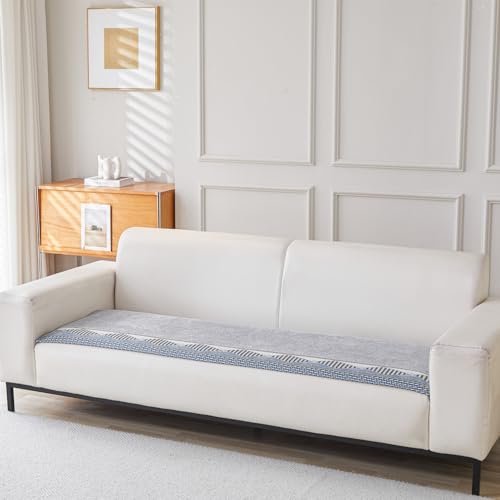 House of Quirk Luxury Sofa Nordic Chenille Covers 1/2/3/4 Seater Sofas Slipcovers Anti-Slip Stretch Seat Pad from Pets Replacement Protector (Three Seater, Grey, 90x180cm) - Image 1