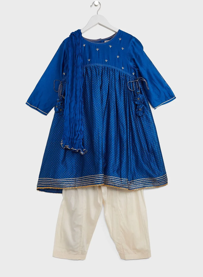 Fabindia Kids Long Kurta Salwar With Dupatta