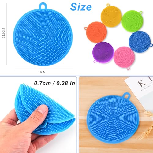 MISSJOJIAY Silicone Dish Scrubber, 12 Pack Silicone Sponge Dish Brush Food Grade BPA Free Reusable Rubber Sponges Dishwasher Safe and Dry Fast for Kitchen Dish Dishes Fruits Vegetables Washing and Cleaning - Image 5