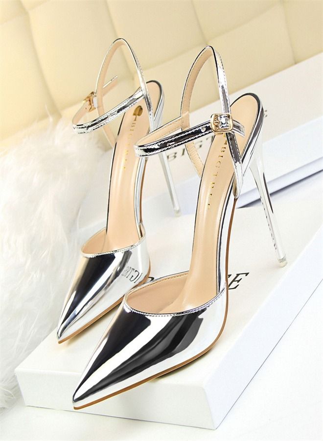 BIGTREE Fashion Trend High-Heeled Sandals 10.5CM Silver