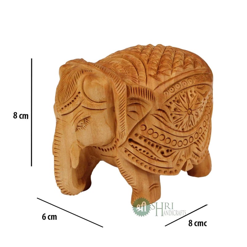 INDICAST 3 Wood Elephant Pair Down Trunk Statue Carving Figurine Showpiece Gifts for Home Decor Living Room and OfficeSet of 2 Brown - Image 2