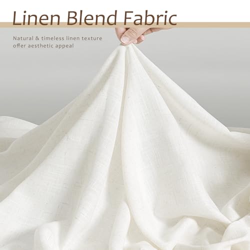 Aersas Natural Linen Curtains 84 Inch Length 2 Panels Cream White Pleated Linen Drapes for Living Room Semi Sheer Light Filtering Modern Farmhouse Aesthetic Neutral Window Curtain Back Tab Loop Ivory - Image 3