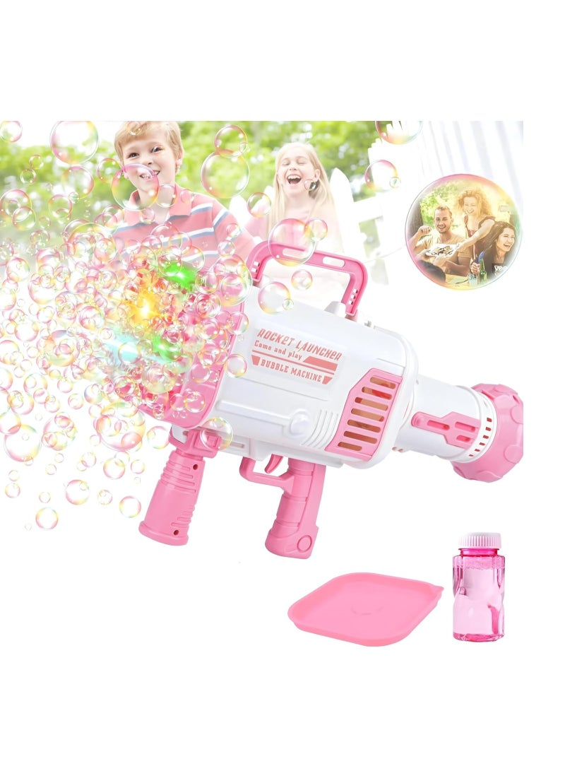 Ebeya Bubble Shooter - 32 Holes Bazooka Bubble Gun - Bubble Shooter for Kids Indoor Outdoor Party Halloween Easter New Year Christmas Gifts - Pink - Image 1