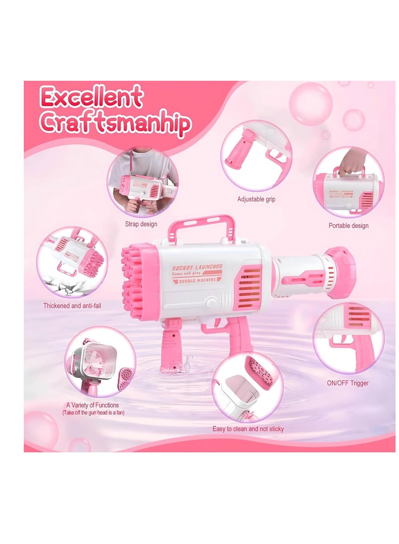 Ebeya Bubble Shooter - 32 Holes Bazooka Bubble Gun - Bubble Shooter for Kids Indoor Outdoor Party Halloween Easter New Year Christmas Gifts - Pink - Image 2