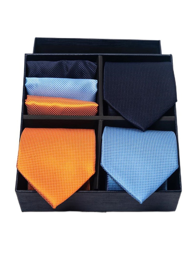 6pcs men's gift box set 3 ties 3 chest scarves fashion business tie square scarf set  - Image 1