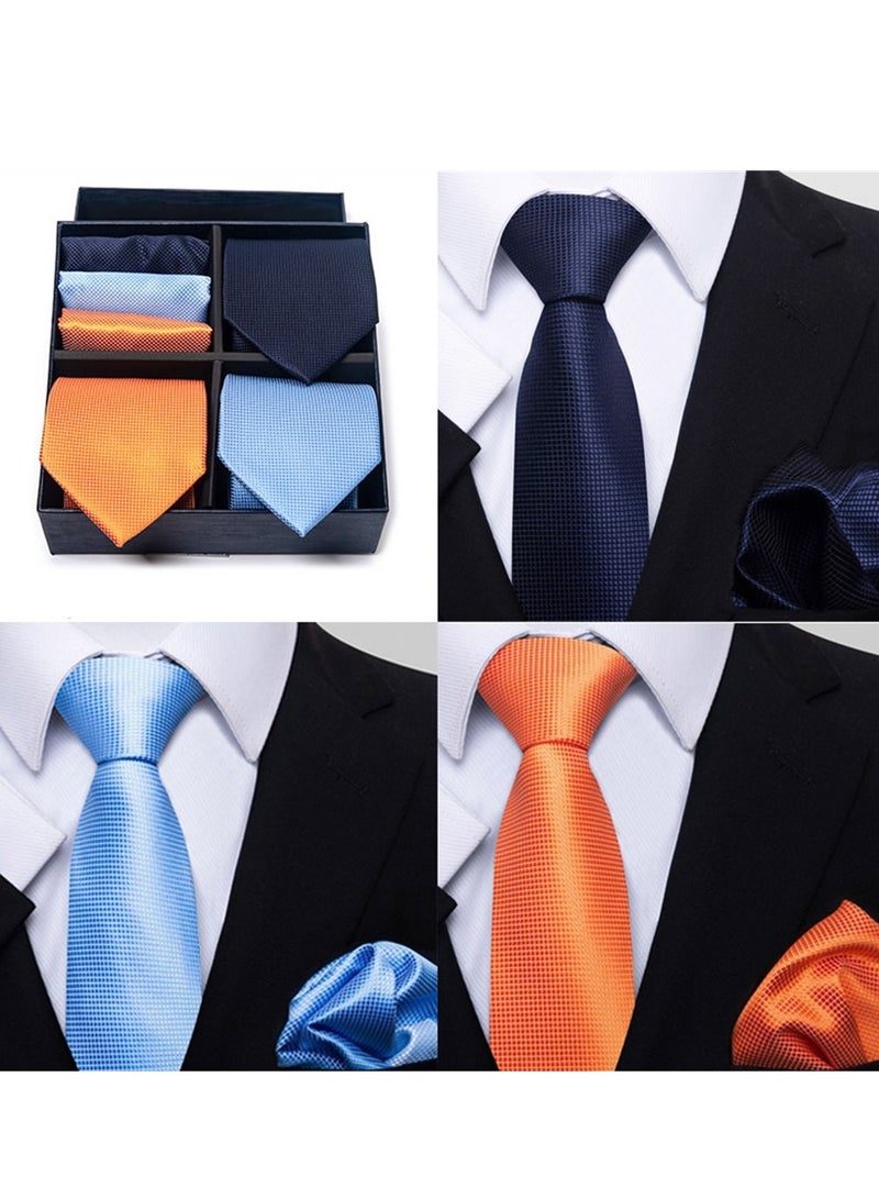 6pcs men's gift box set 3 ties 3 chest scarves fashion business tie square scarf set  - Image 2