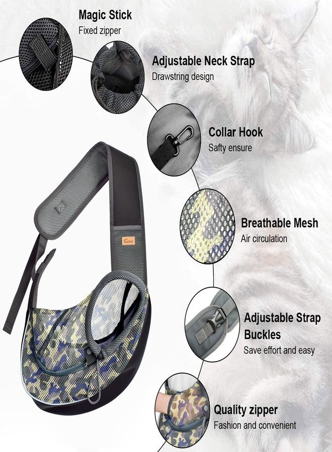 Cuby Pet Dog Sling Carrier for Small Dogs Cats Breathable Mesh Travel Safe Sling Bag Carrier for Dogs Cats Puppy (M Camouflage) - Image 4
