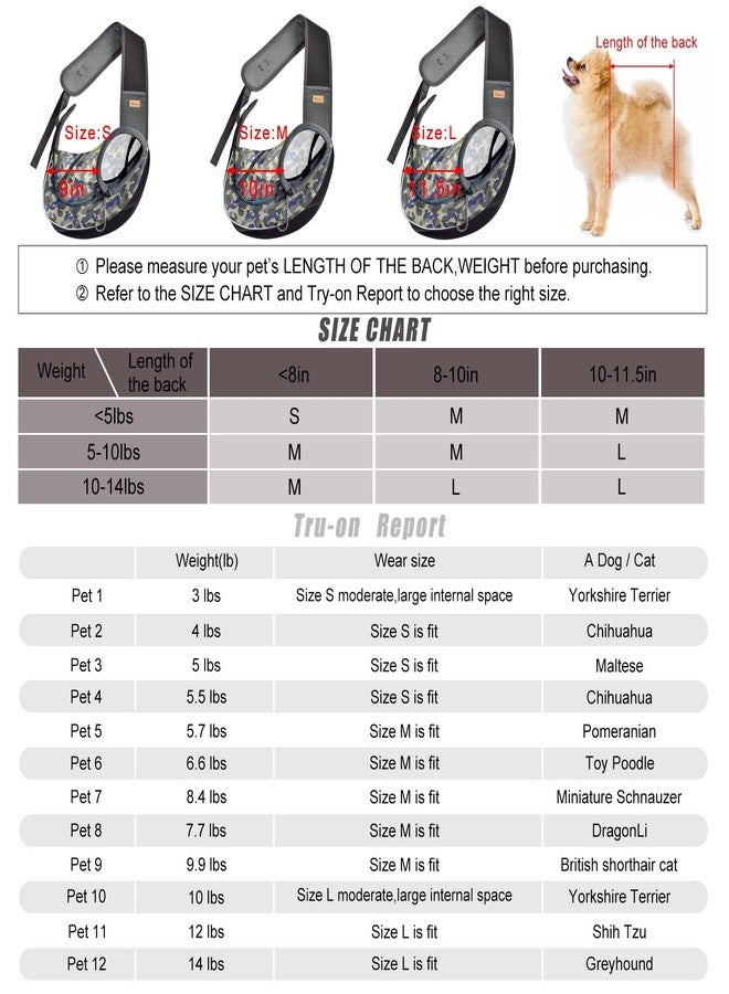 Cuby Pet Dog Sling Carrier for Small Dogs Cats Breathable Mesh Travel Safe Sling Bag Carrier for Dogs Cats Puppy (M Camouflage) - Image 2