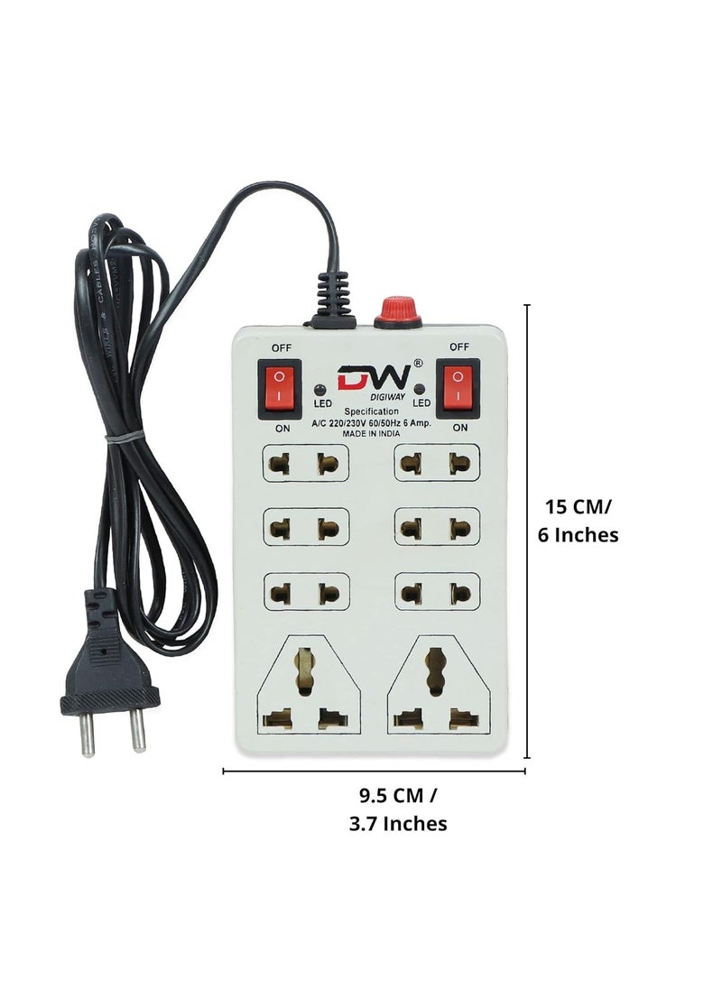 Digiway Digiway Mini Strip 8 Plug Point Extension Strip with Fuse and Spark Suppressor 20 Meter Cord Length  - Image 3