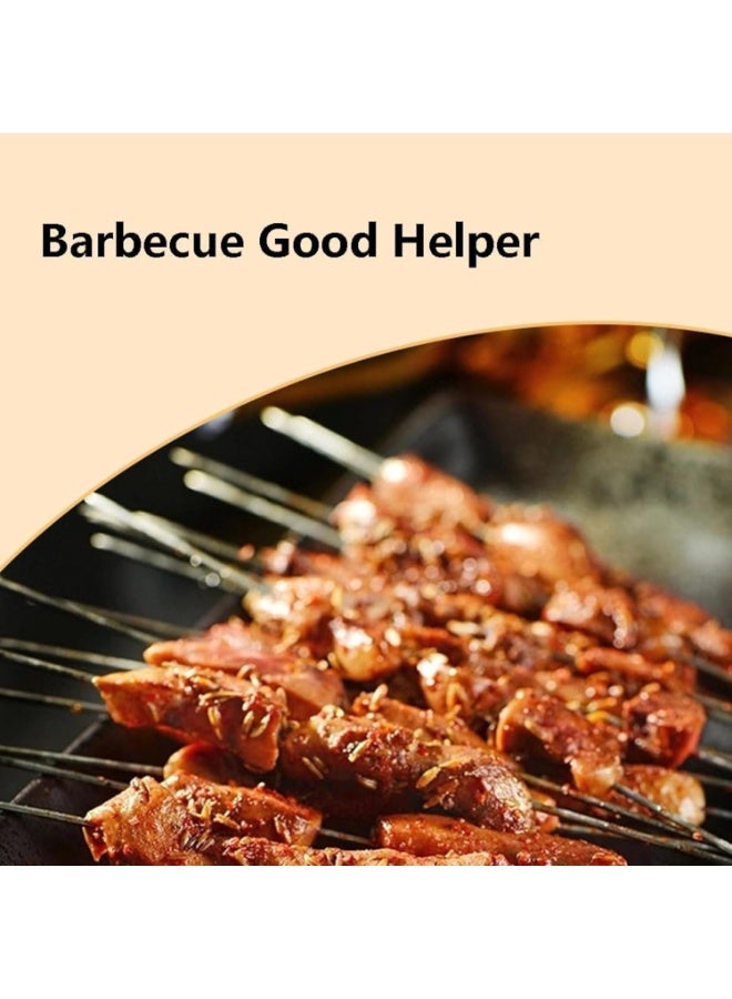 BJM 12PCS 40CM Stainless Steel BBQ Skewers with Wooden Handle, Reusable Metal Barbecue Sticks for Grilling, Tandoor, and Outdoor Cooking - Image 2