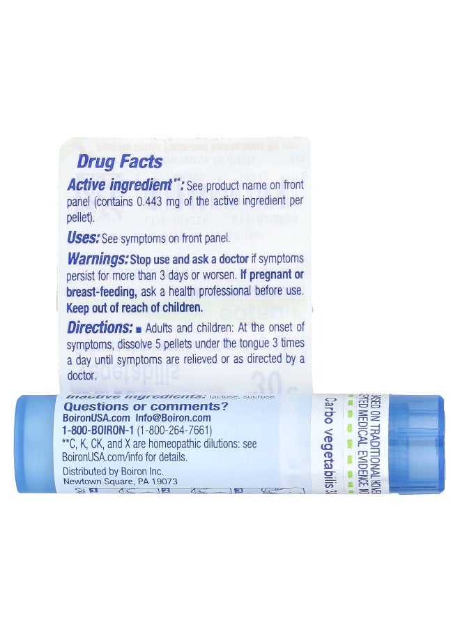 Boiron Boiron, Carbo Vegetabilis, 30C, Bloat & Gas Relief, Approx 80 Pellets  - Image 2