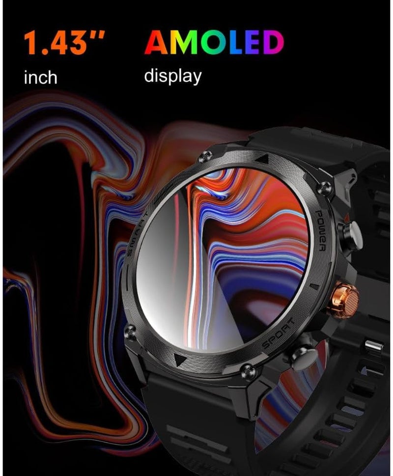تيلكس TELUX ACTIVEX 1.43 بوصة AMOLED مع سوار فولاذي أسود - Image 4