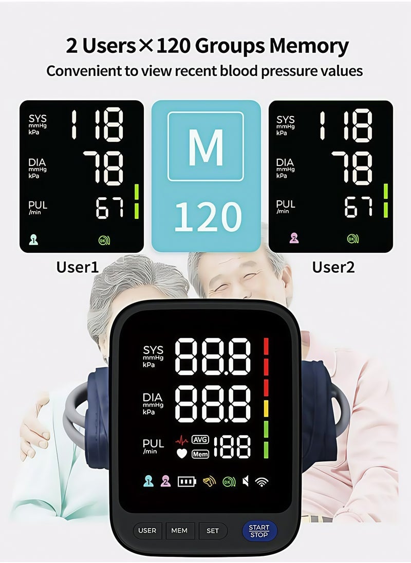 general Digital Upper Arm Blood Pressure Monitor with 2 Users Memory, Adjustable Cuff & Ultra-Clear Large LED Display - Accurate Heart Rate & Blood Pressure Measurement, USB-C & Battery Powered - Image 4