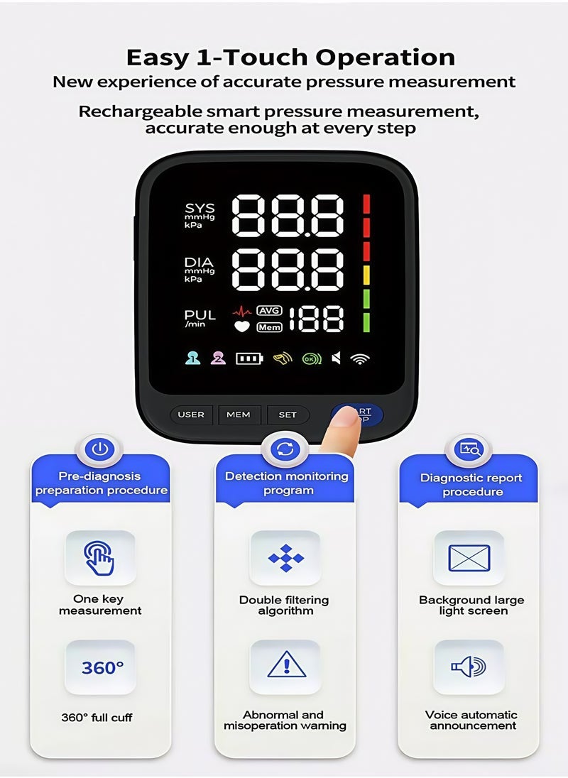 general Digital Upper Arm Blood Pressure Monitor with 2 Users Memory, Adjustable Cuff & Ultra-Clear Large LED Display - Accurate Heart Rate & Blood Pressure Measurement, USB-C & Battery Powered - Image 3