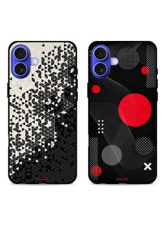 Two Cases For Apple iPhone 16 Protective Covers Digital Shape Pattern