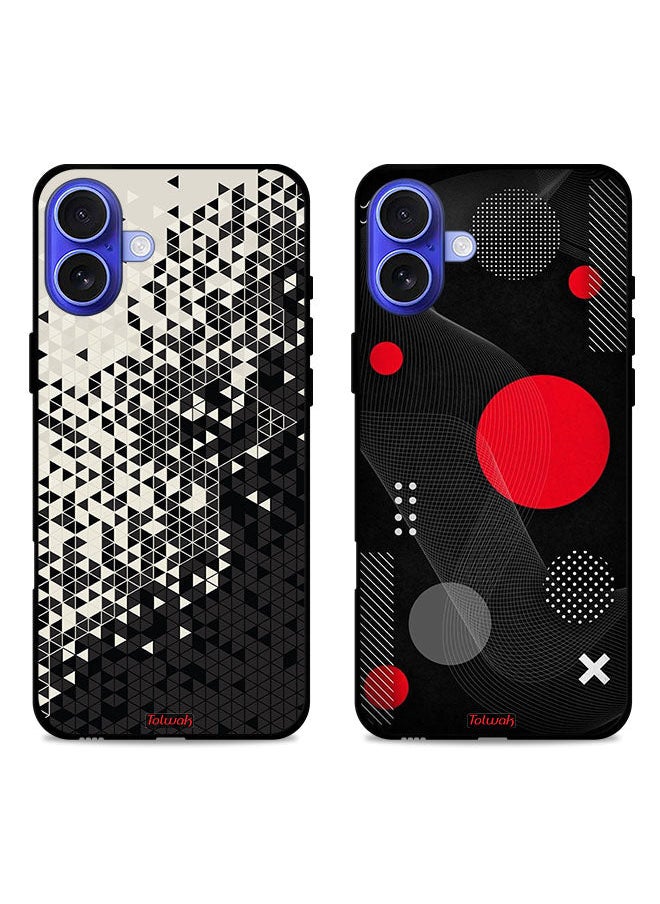 Tolwak - Two Cases For Apple iPhone 16 Protective Covers Digital Shape Pattern - Image 1