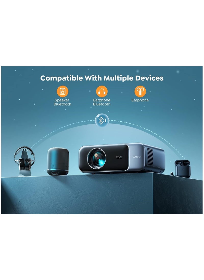 Yaber - Auto Focus/4K Support Projector with WiFi 6 and Bluetooth 5.2,  1080P Outdoor Movie Projector, Auto 6D Keystone And 50% Zoom, Home Theater Projector For Phone TV Stick PC - Image 1