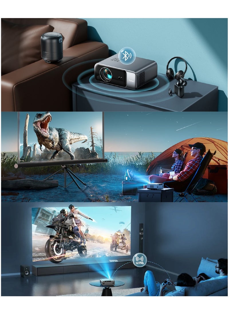 Yaber - Auto Focus/4K Support Projector with WiFi 6 and Bluetooth 5.2,  1080P Outdoor Movie Projector, Auto 6D Keystone And 50% Zoom, Home Theater Projector For Phone TV Stick PC - Image 1