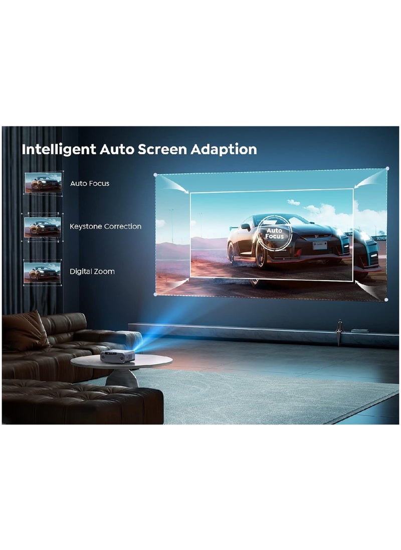 Yaber - Auto Focus/4K Support Projector with WiFi 6 and Bluetooth 5.2,  1080P Outdoor Movie Projector, Auto 6D Keystone And 50% Zoom, Home Theater Projector For Phone TV Stick PC - Image 1