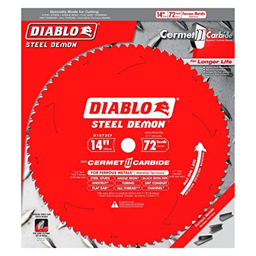Diablo شفرة منشار ديابلو ستيل ديمون سيرميت II للمعادن المتوسطة - عمل قطع ثلاثي الشريحة - 14" × 72 سنًا، 1800 دورة في الدقيقة كحد أقصى - D1472CF - Image 2