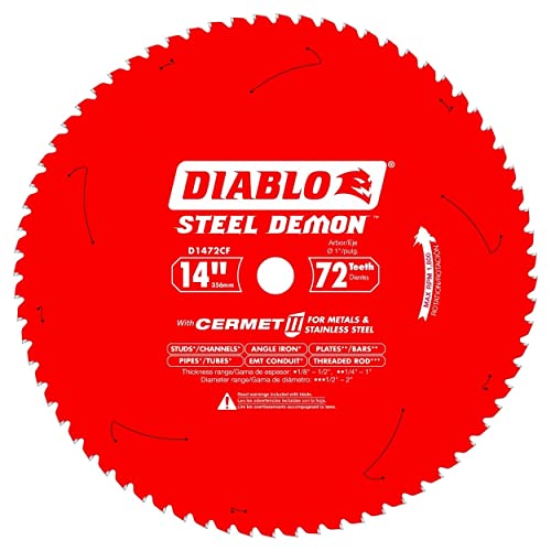 Diablo شفرة منشار ديابلو ستيل ديمون سيرميت II للمعادن المتوسطة - عمل قطع ثلاثي الشريحة - 14" × 72 سنًا، 1800 دورة في الدقيقة كحد أقصى - D1472CF - Image 5