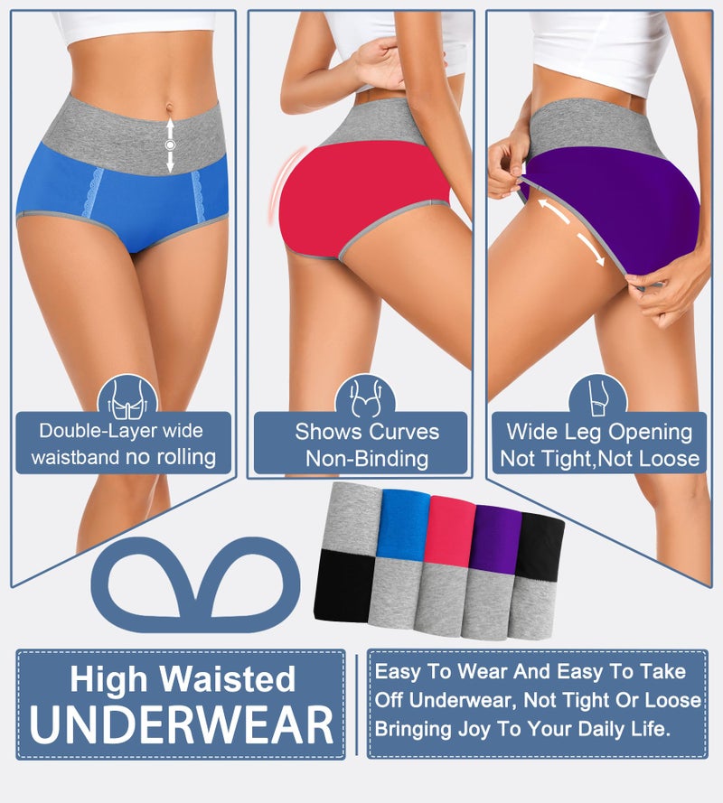 MISSWHO High Waisted Cotton Womens Soft C Section Underwear Pack Comfy Tummy Control Panties Postpartum Briefs Underware (Size 7,Large) - Image 2
