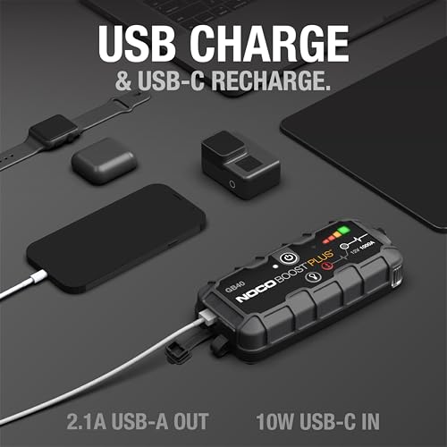 NOCO Boost GB40: 1000A جهاز بدء تشغيل آمن للغاية – حزمة بطارية ليثيوم 12 فولت، صندوق بدء تشغيل محمول، بنك طاقة وكابلات توصيل - لمحركات الغاز 6.0L والديزل 3.0L - Image 4