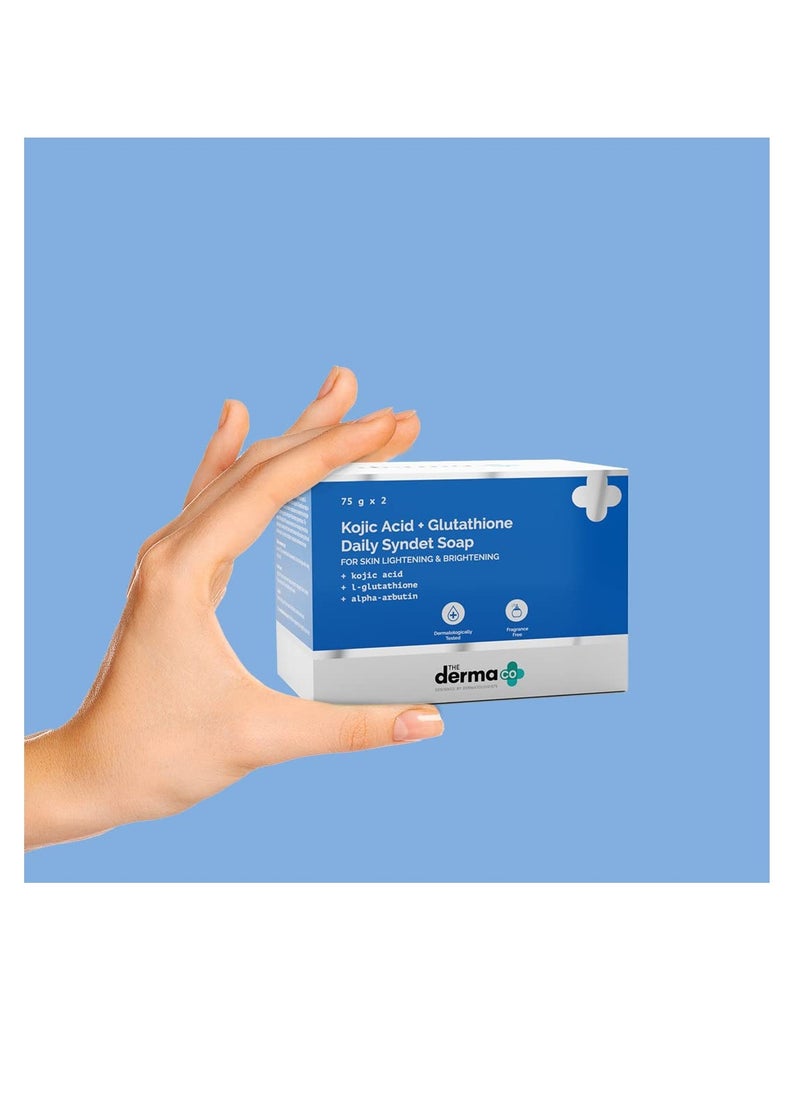 THE derma Co - The Derma Co Kojic Acid   Glutathione Daily Syndet Brightening Soap With Kojic Acid   Glutathione and Alpha Arbutin  75 G X 2 - Image 1