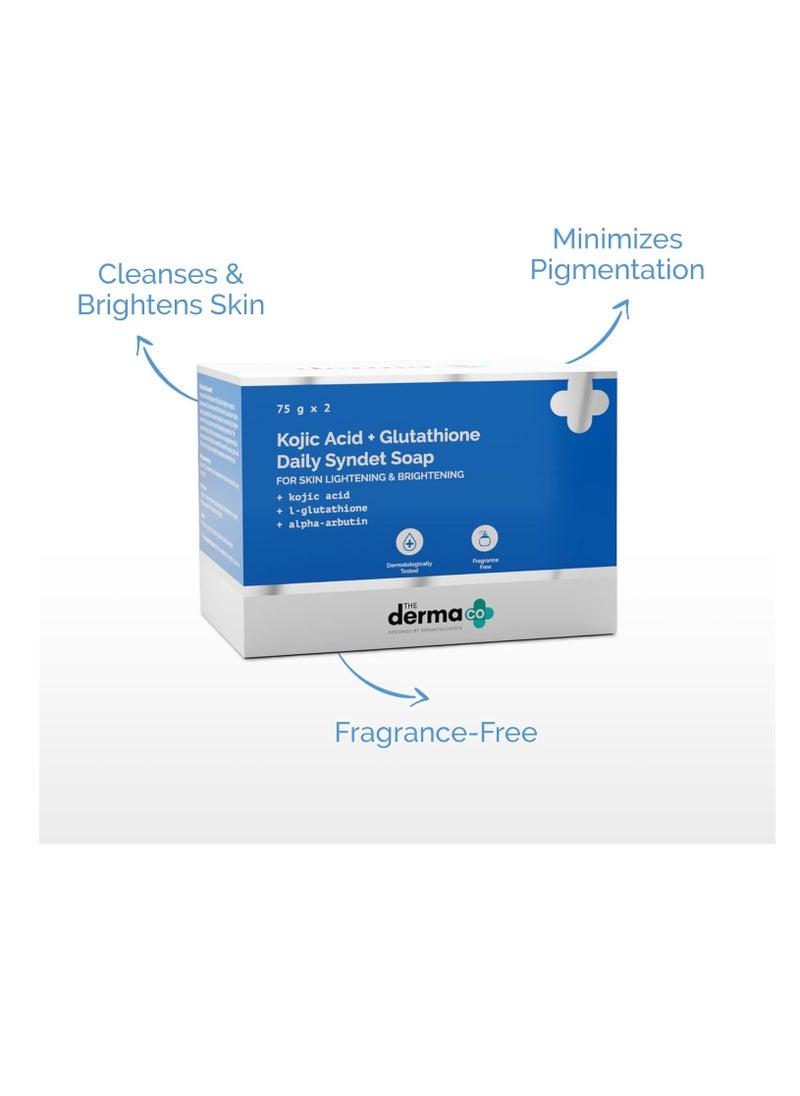 THE derma Co - The Derma Co Kojic Acid   Glutathione Daily Syndet Brightening Soap With Kojic Acid   Glutathione and Alpha Arbutin  75 G X 2 - Image 1