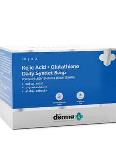 The Derma Co Kojic Acid   Glutathione Daily Syndet Brightening Soap With Kojic Acid   Glutathione and Alpha Arbutin  75 G X 2