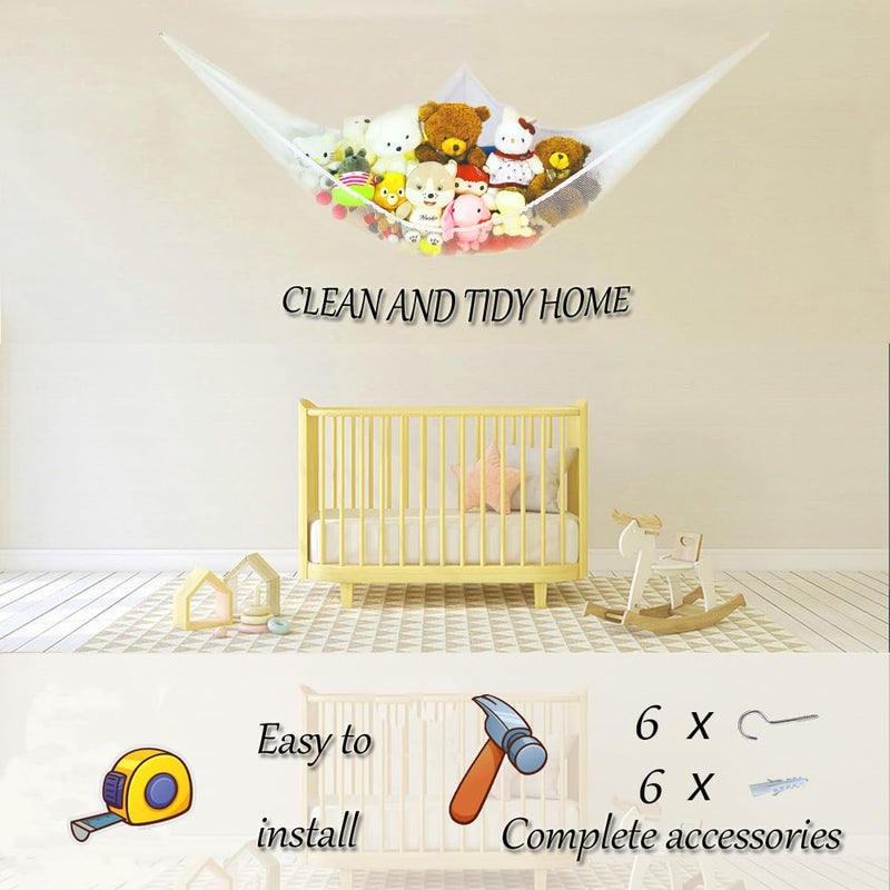 XWGJ 85x63x63 in Jumbo Stuffed Animal Hammock Corner Toy Teddy Bear Hammock Net Stuffed Animal Storage Net! (2Pack) - Image 2