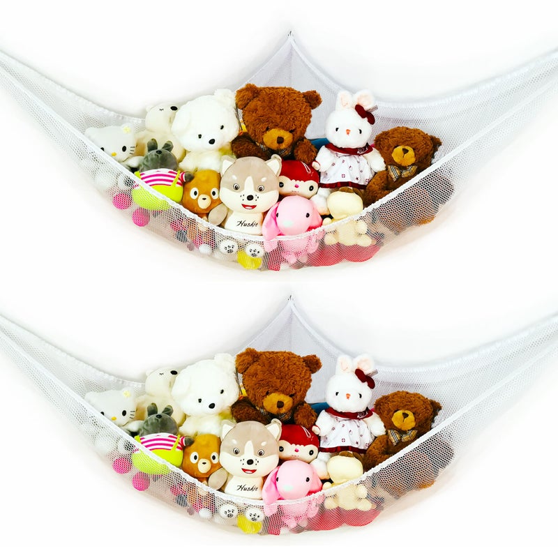 XWGJ 85x63x63 in Jumbo Stuffed Animal Hammock Corner Toy Teddy Bear Hammock Net Stuffed Animal Storage Net! (2Pack) - Image 1