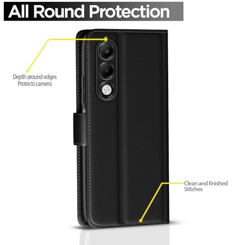 Pikkme Flip Cover for Oppo K13x 5G Leather Finish | Inside TPU with Card Pockets | Wallet Stand and Shock Proof | Complete Protection Flip Case(Black) - Image 4