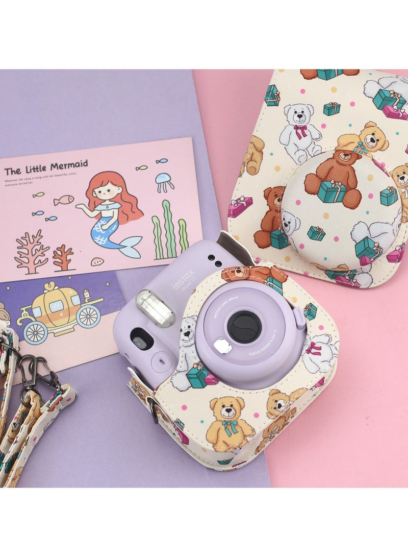 Suitable for Fujifilm Polaroid mini12/11/8/9 camera bag cute and childlike bear camera bag crossbody bag - Image 3
