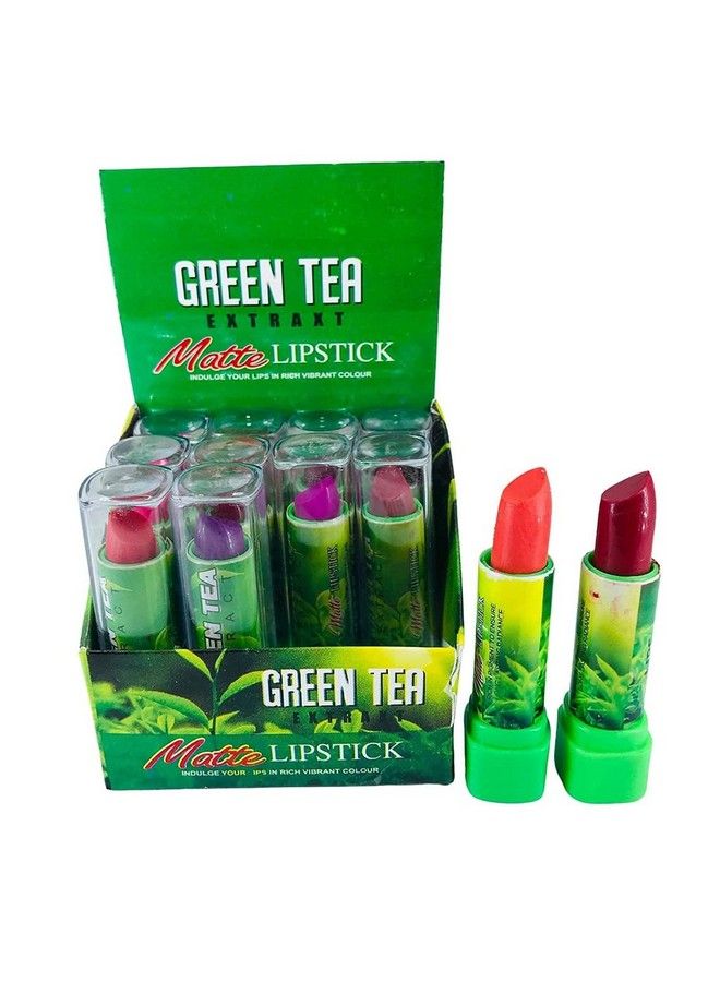 Elecsera Green Tea Color Moisturizing Lipstick Set Of 12 - Image 2