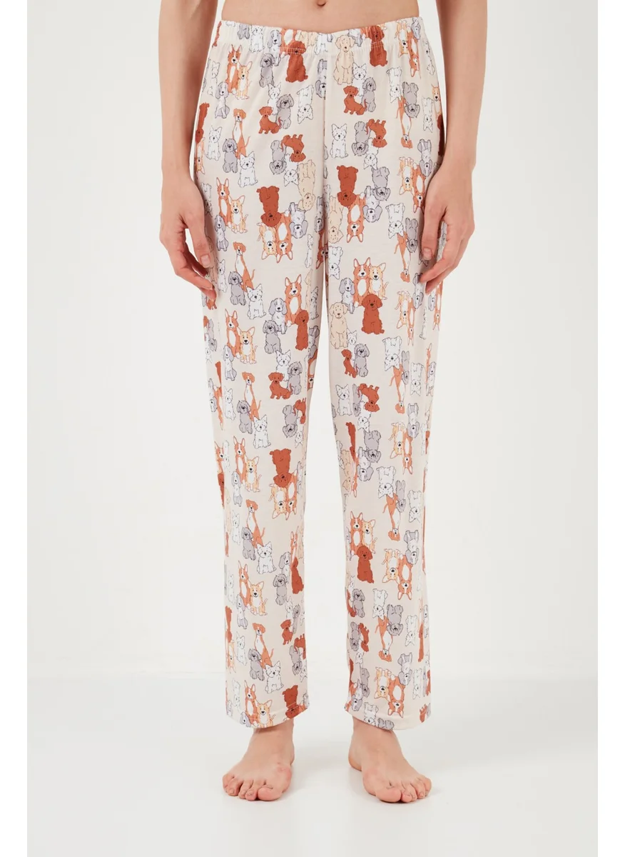 Lela Patterned Short Sleeve Elastic Waist Shirt Collar Woven Regular Fit Pajama Set Women's Pajama Set 6571010