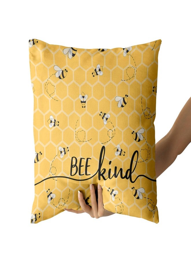 Giwawa Summer Bee Pillow Covers Set of 2, 18"x18" Happy Kind Decorative Square Pillowcases, Yellow Honeycomb Farmhouse Throw Cushion Cover for Sofa Couch Indoor Outdoor Living Room - Image 4