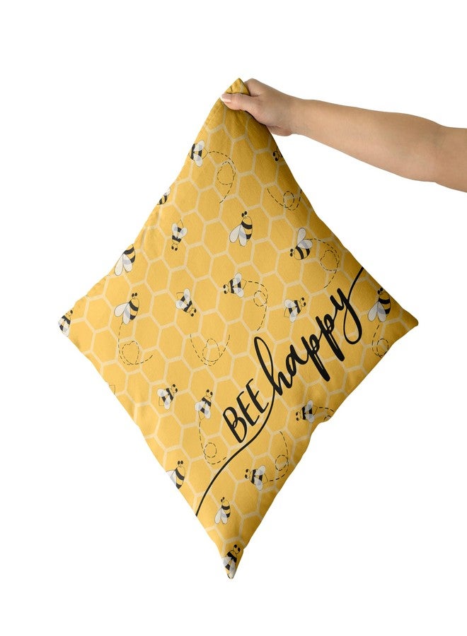 Giwawa Summer Bee Pillow Covers Set of 2, 18"x18" Happy Kind Decorative Square Pillowcases, Yellow Honeycomb Farmhouse Throw Cushion Cover for Sofa Couch Indoor Outdoor Living Room - Image 3