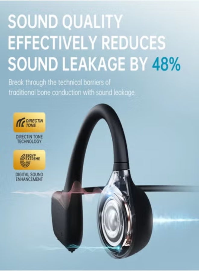 sanag A18S Pro Open Ear Air Conduction Earphone Wireless Bluetooth Sports Running With Microphone-Black - Image 3