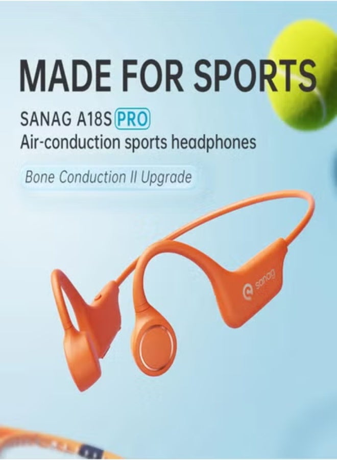 sanag A18S Pro Open Ear Air Conduction Earphone Wireless Bluetooth Sports Running With Microphone-Black - Image 2
