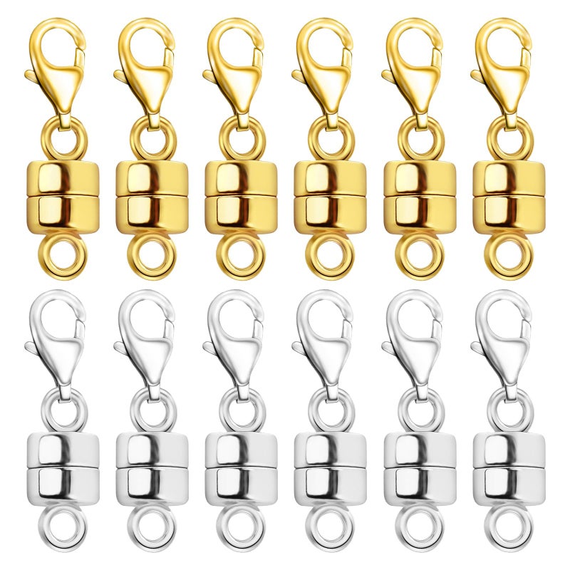 Qulltk Magnetic Necklace Clasp with Lobster Clasp 18K Gold and Silver Magnetic Jewelry Clasps for Necklaces Extender Bracelet Clasps and Closures - Image 1