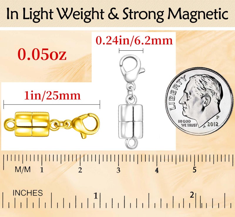 Qulltk Magnetic Necklace Clasp with Lobster Clasp 18K Gold and Silver Magnetic Jewelry Clasps for Necklaces Extender Bracelet Clasps and Closures - Image 2