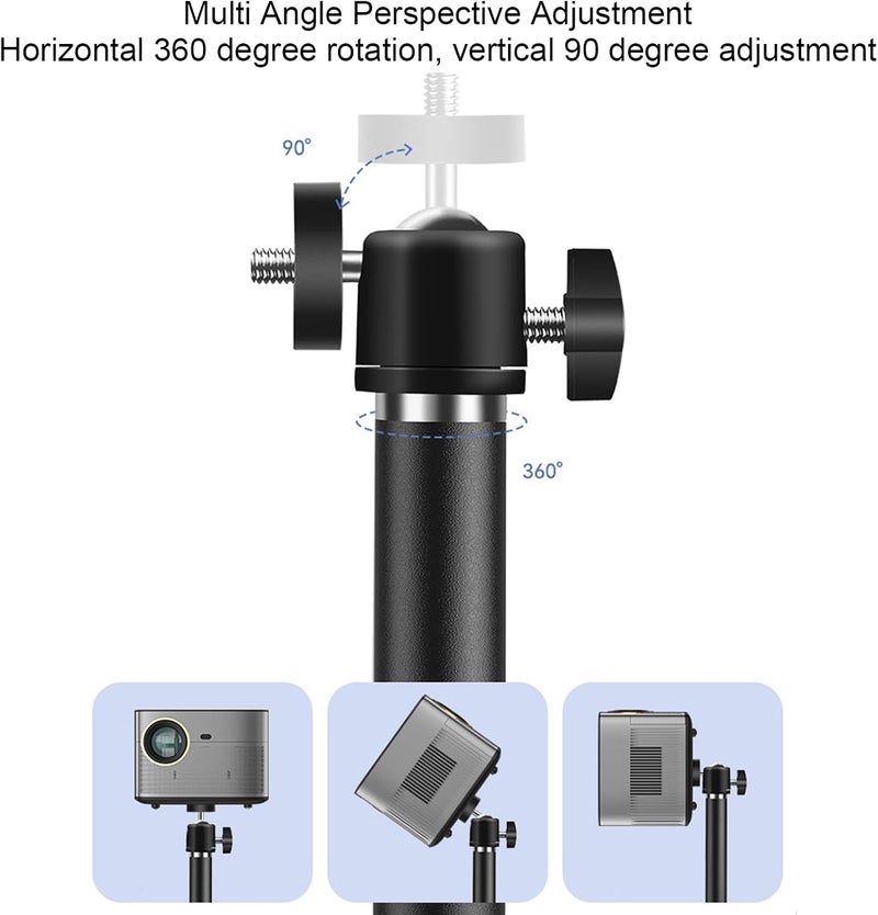 Goshyda Projector Floor Stand Universal Aluminum Projector Tripod 9.8-15.7 Inch Adjustable Rotating Floor Stand Kit for 1/4 Inch Screw Cameras Phones Projectors (Large Stabilizer 5KG Capacity) - Image 2