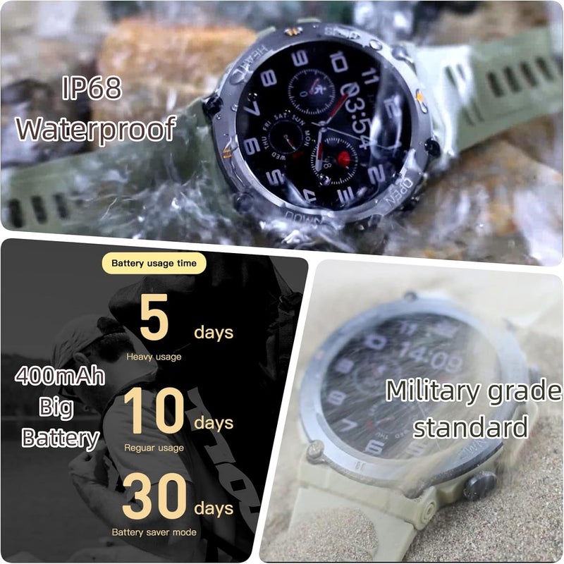 Military Smart Watch for Men, 120+ Sport Modes 1.39" Full Screen Tactical watches Rugged for Android Phones iPhone Compatible Fitness Tracker Heart Rate Sleep Monitor Pedometer - Image 2