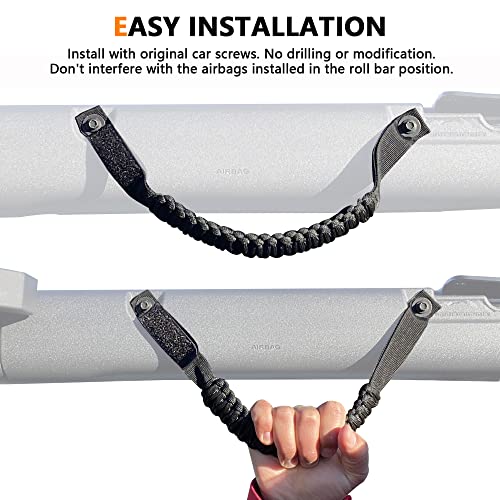 RERPRO مقابض قبضة بار رول RERPRO لسيارة فورد برونكو 2021 2022 2023 2024 2025 2 باب 4 أبواب، مقبض قبضة باراكورد، بدون تطريز، عبوة 2، أسود - Image 3